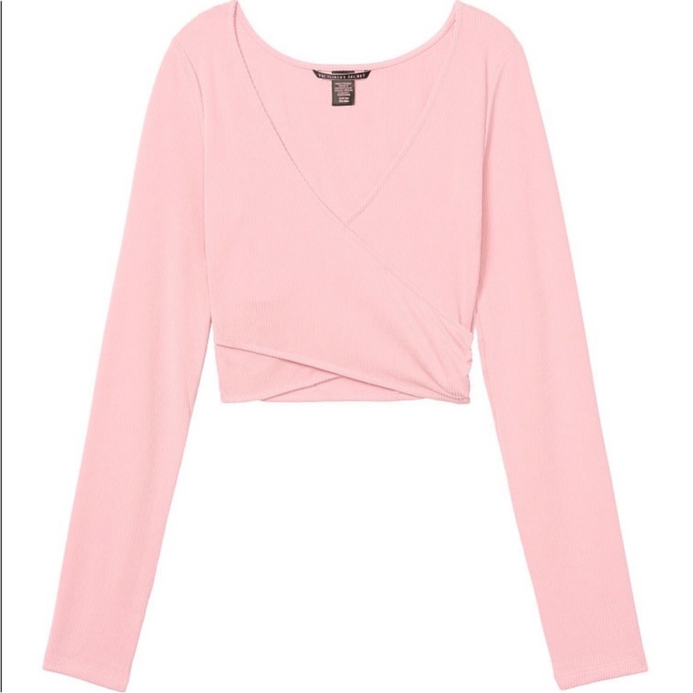 Victoria’s Secret long sleeve ribbed cropped wrap top size large